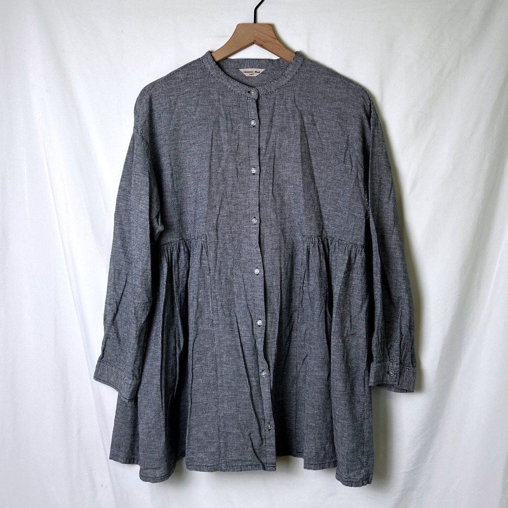 Samansa Mos2 Women Cotton Linen Babydoll Tunic Free Size Black White Lagenlook